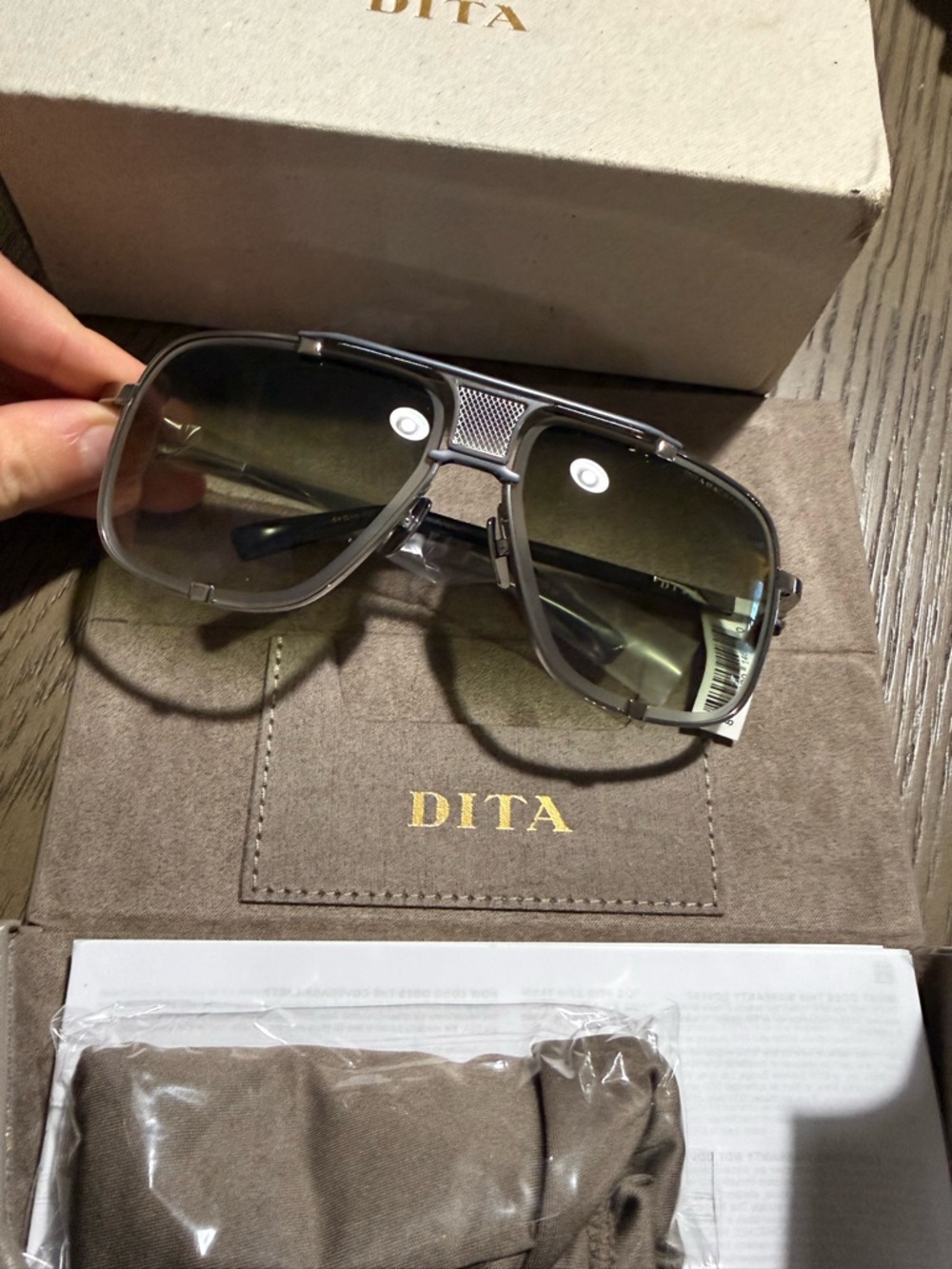 $1195 NWT Dita Men's Mach-Five Silver DRX2087 Aviator Sunglasses 64-14-127